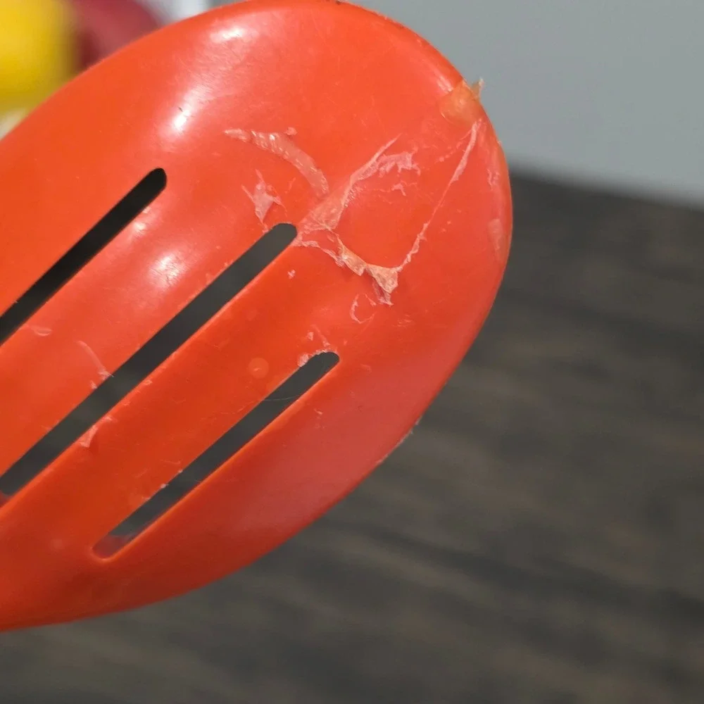 Orange Melamine Slotted‎ Spoon Long Handle Plastic Kitchen Straining Utensil